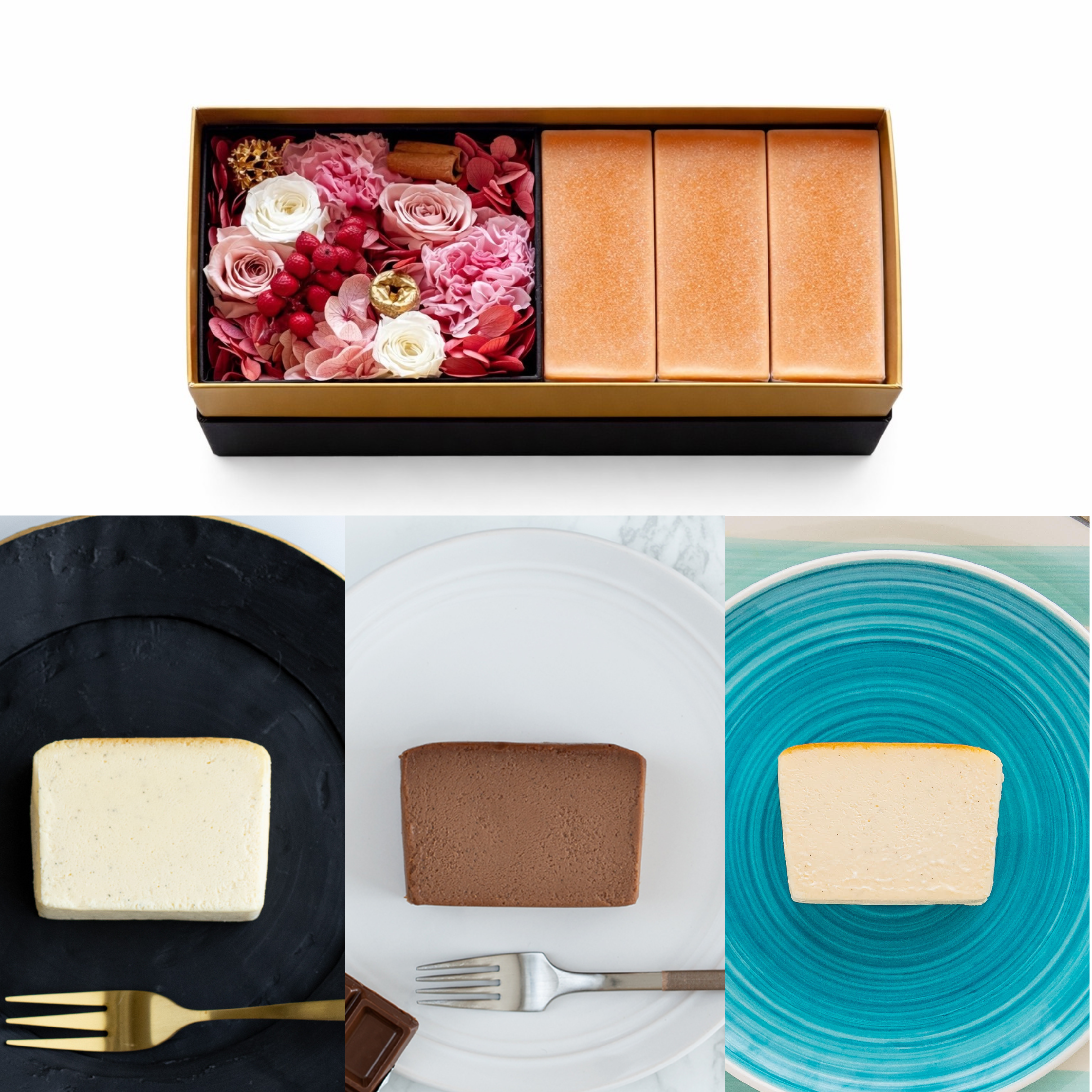 【5/8,5/9,5/10お届け限定】プリザーブドフラワー×チーズ、ショコラ、🍋レモン3種ギフトセット